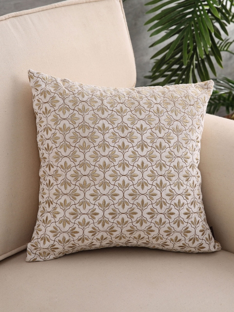 

Pure Home and Living Cream-Coloured Single Floral Square Cushion Cover