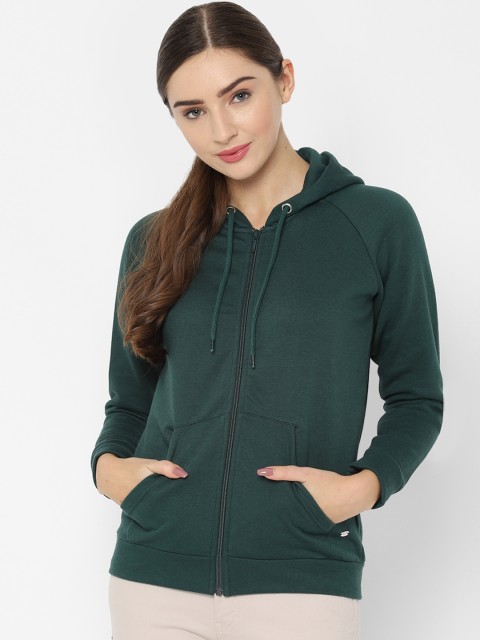 

Allen Solly Woman Solid Bomber Hooded Jacket, Green