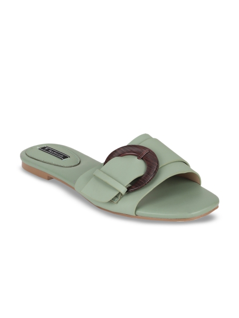 

Van Heusen Women Green Solid Open Toe Flats