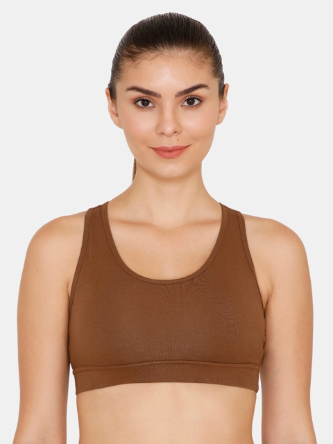 

Zelocity Brown Solid Non-Wired Non Padded Sports Bra ZC4400