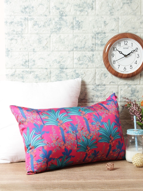 

India Circus by Krsnaa Mehta Fuchsia & Blue Floral Rectangle Cushion Cover