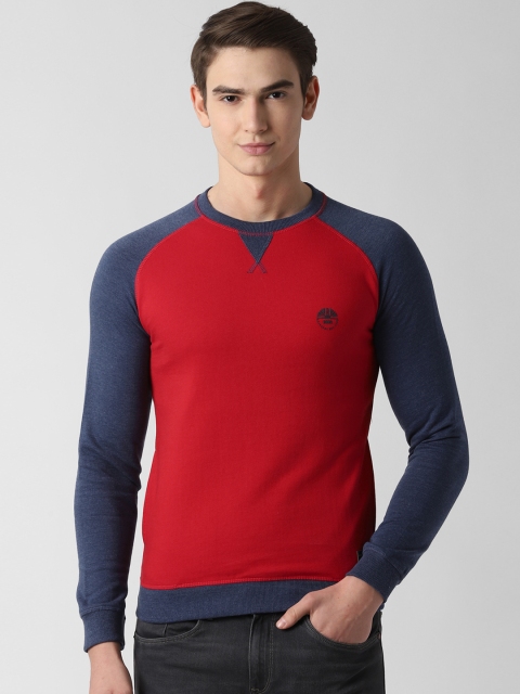 

Peter England Casuals Men Red & Navy Blue Solid Sweatshirt
