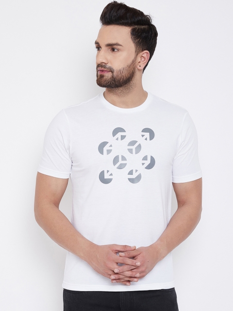 KROSSSTITCH Men White Printed Round Neck T-shirt