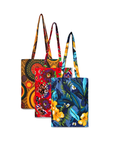 

Anekaant Multicoloured Pack Of Three Printed Tote Bag, Multi