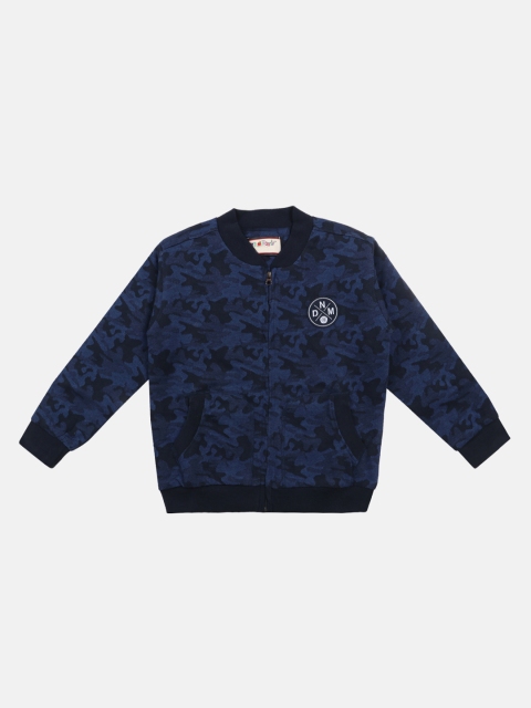 

Lil Tomatoes Boys Navy Blue Printed Bomber Jacket