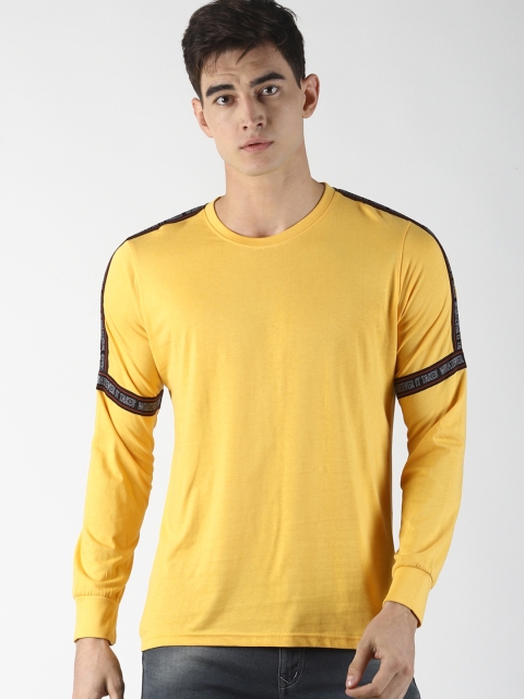 Blue Saint Men Yellow Printed Round Neck T-shirt