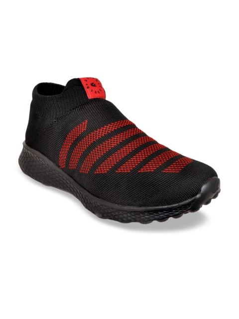 

Allen Cooper Men Black & Red Textile Flyknit Walking Shoes