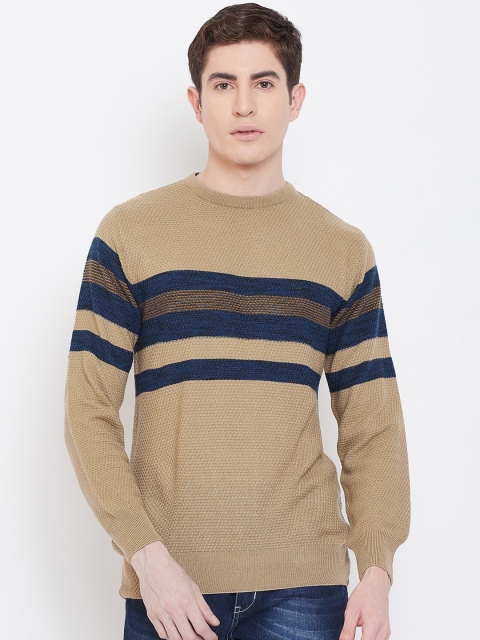 

Okane Men Beige Striped Pullover Sweater