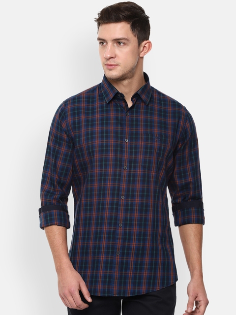 

Van Heusen Sport Men Navy Blue & Red Slim Fit Checked Casual Shirt
