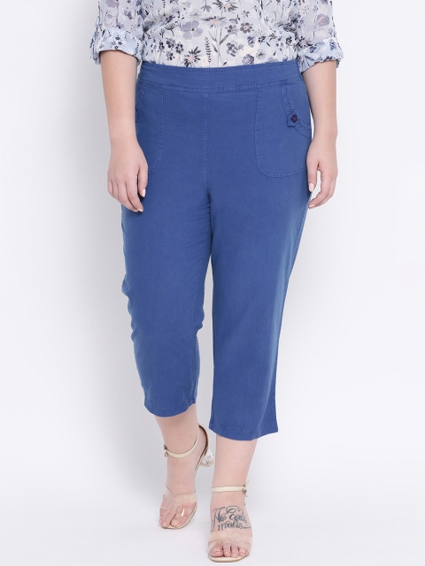 

Oxolloxo Women Blue Regular Fit Solid Regular Trousers