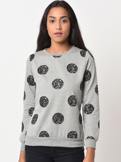Rigo Women Grey & Black Printed Sweatshirt