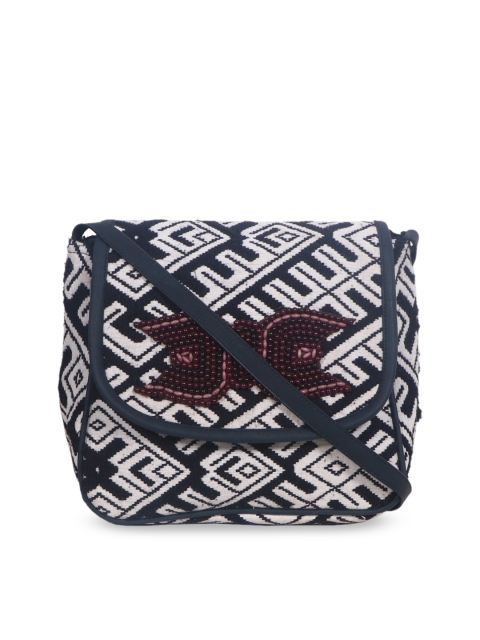 

Diwaah Blue & Off-White Printed Sling Bag