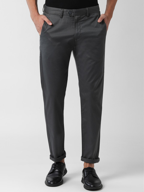 

Peter England Casuals Men Grey Slim Fit Solid Regular Trousers
