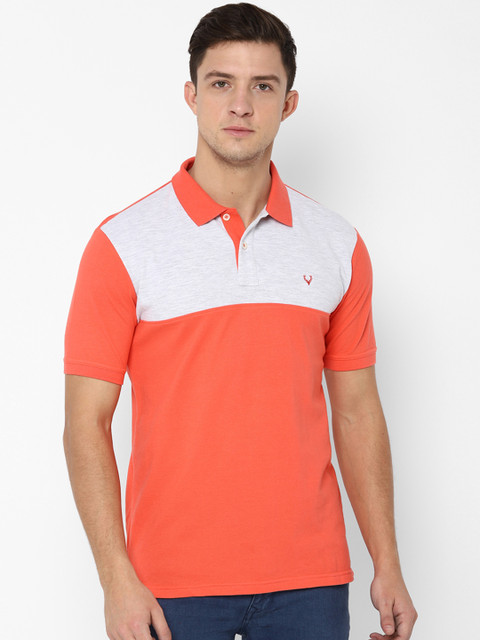 

Allen Solly Men Orange Colourblocked Polo Collar T-shirt