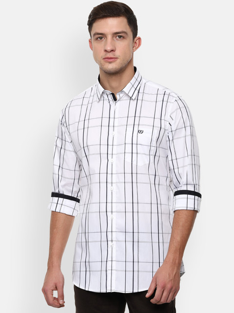 

Van Heusen Sport Men White Slim Fit Checked Casual Shirt