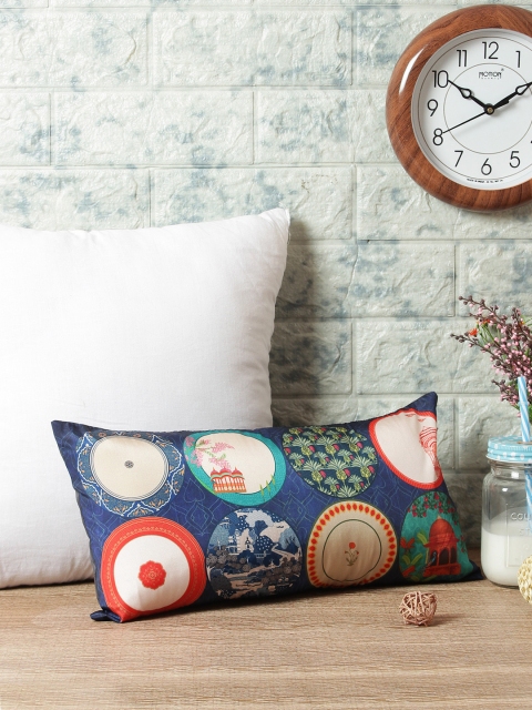 

India Circus by Krsnaa Mehta Blue Single Quirky Rectangle Silk Cushion Cover
