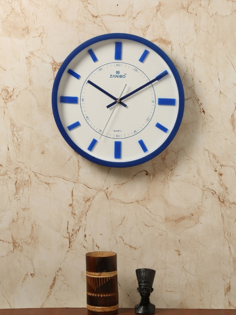 

ZANIBO White & Blue Round Textured 30.5 x 30.5 cm Analogue Wall Clock