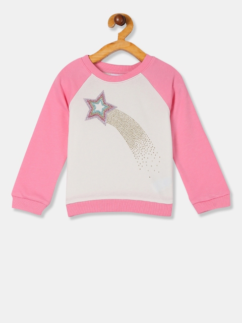 

The Childrens Place Girls White & Pink Embellished Sweatshirt