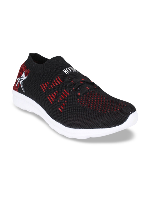 

REFOAM Men Black & Red Mesh FLYKNIT Running Shoes