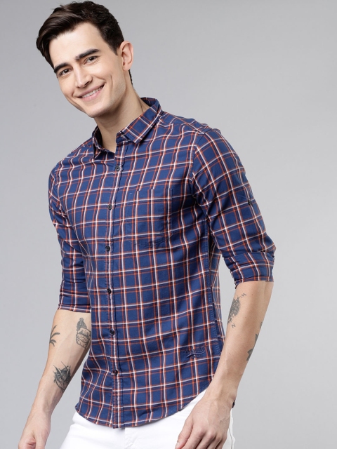 

Ecko Unltd Men Blue & White Slim Fit Checked Casual Shirt