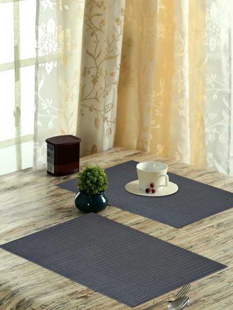 OBSESSIONS Vinyl Maze Set of 6 Grey Textured Stain Resistant Table Placemats