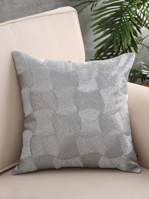 

Pure Home and Living Silver-Toned Single Geometric Square Cushion Cover