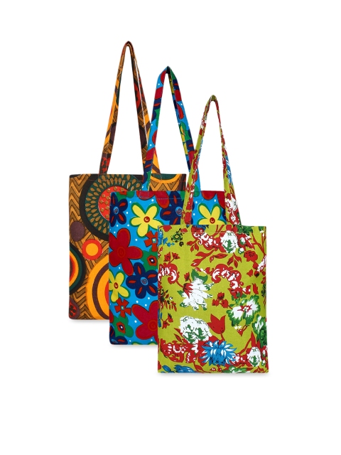 

Anekaant Pack of 3 Printed Eco-Friendly Tote Bag, Multi