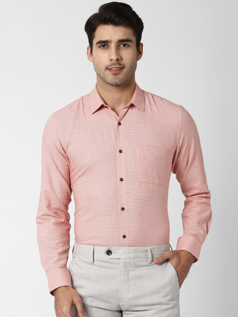 

Peter England Men Pink Slim Fit Self Design Formal Shirt