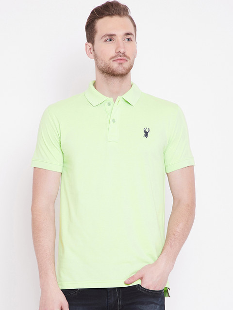 

PORTBLAIR Men Lime Green Solid Polo Collar T-shirt