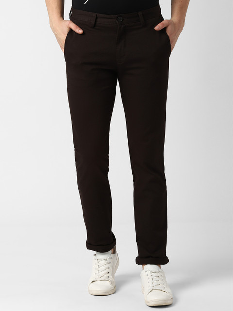 

Peter England Casuals Men Brown Slim Fit Self Design Regular Trousers