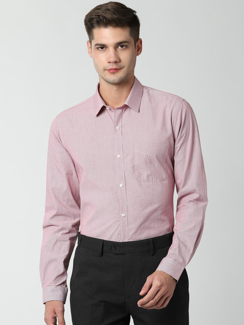 

Peter England Men Maroon & White Slim Fit Striped Formal Shirt
