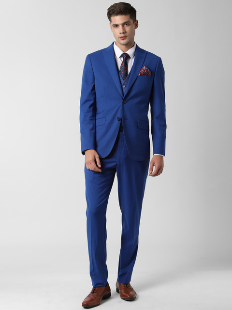 

Peter England Men Blue Solid Single-Breasted Slim-Fit Formal Suit, Navy blue