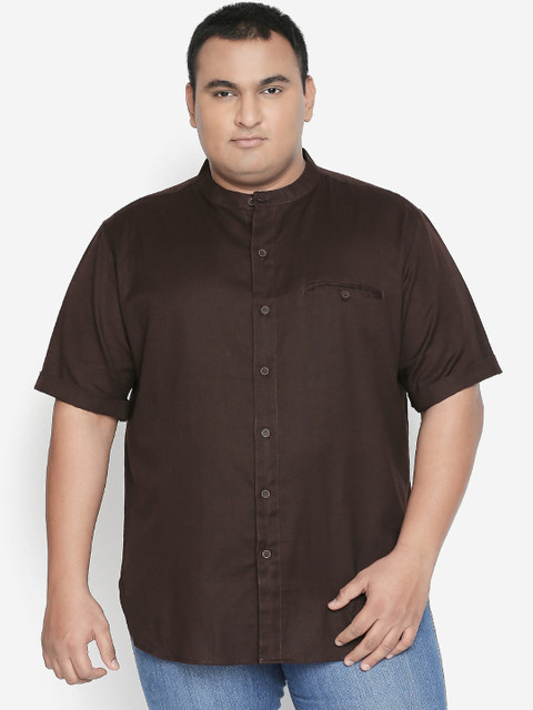 

Vivids India Men Coffee Brown Comfort Regular Fit Cotton LinenSolid Casual Shirt