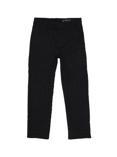 

Allen Solly Junior Boys Navy Blue Regular Fit Checked Regular Trousers