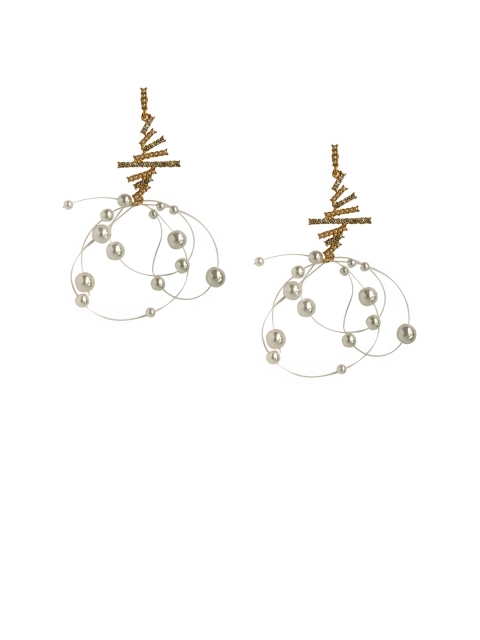 

Foxy Sperks White & Gold-Plated Contemporary Drop Earrings