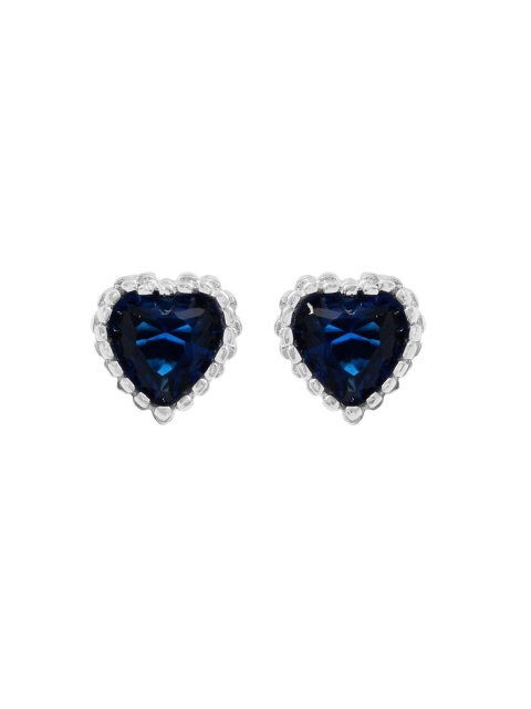 

Unniyarcha Jewellery Silver-Plated 92.5 Sterling Silver Heart Shaped Studs