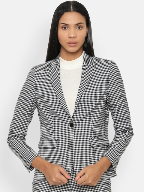 

Van Heusen Woman White & Black Checked Single-Breasted Blazer