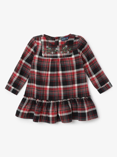 

Juniors by Lifestyle Girls Red & Black Checked Drop-Waist Dress
