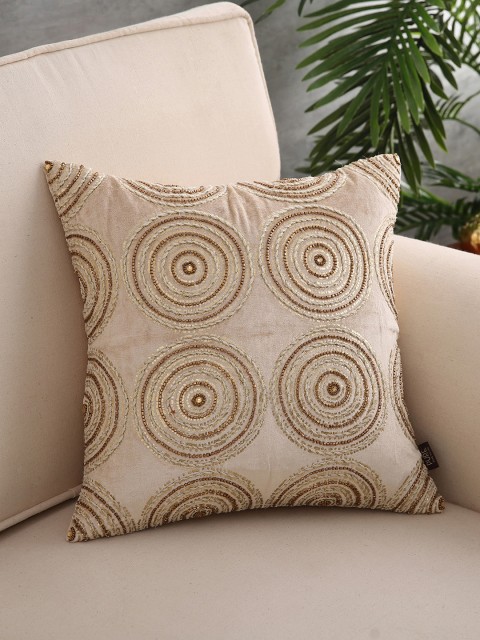 

Pure Home and Living Beige Embellished Single Mauli Cushion Cover