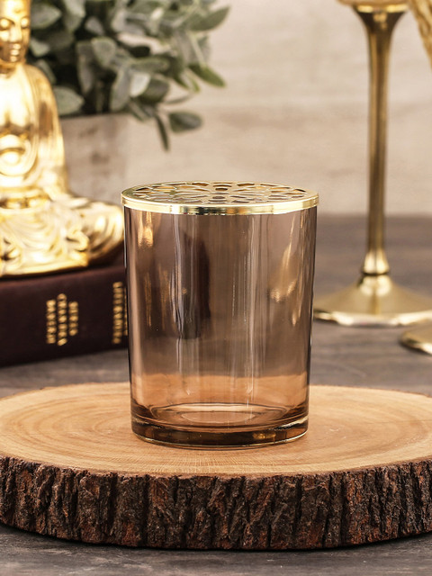 

Pure Home and Living Grey & Brown Amber Candle Holder