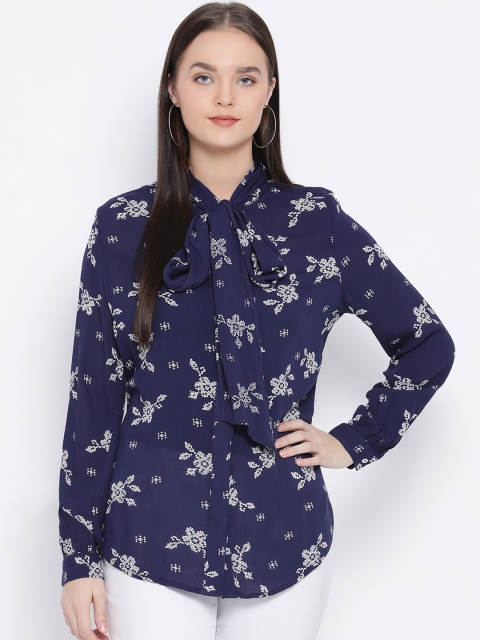 

Oxolloxo Women Navy Blue Printed Top
