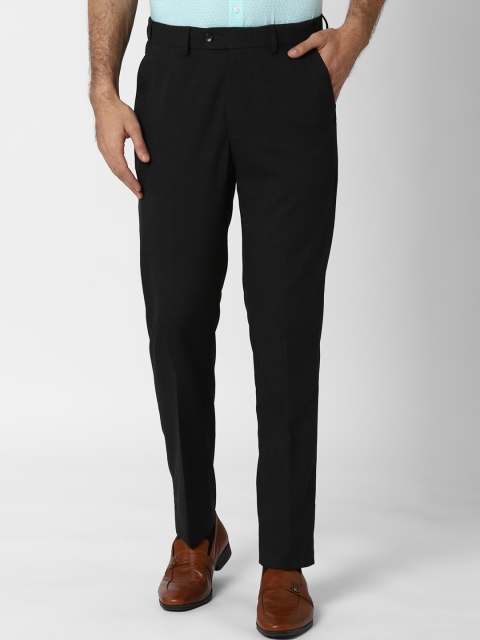 

Peter England Men Black Slim Fit Self Design Formal Trousers