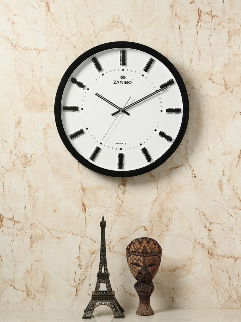 

ZANIBO White Round Solid Analogue Wall Clock 37 cm