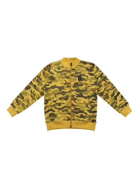 

Lil Tomatoes Boys Yellow & Green Printed Bomber Jacket