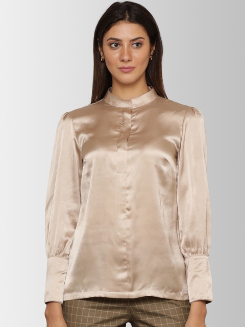 

FableStreet Women Beige Solid Shirt Style Top