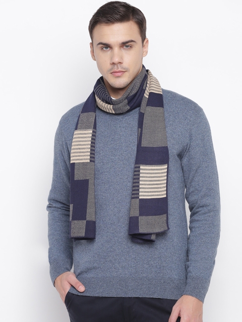 

Tossido Men Navy-Blue & Grey Knitted Muffler