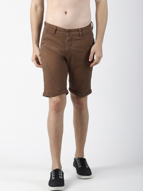 

Blue Saint Men Brown Solid Slim Fit Regular Shorts