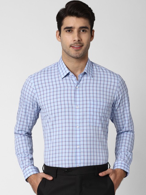 

Peter England Men Blue & Red Regular Fit Checked Formal Shirt