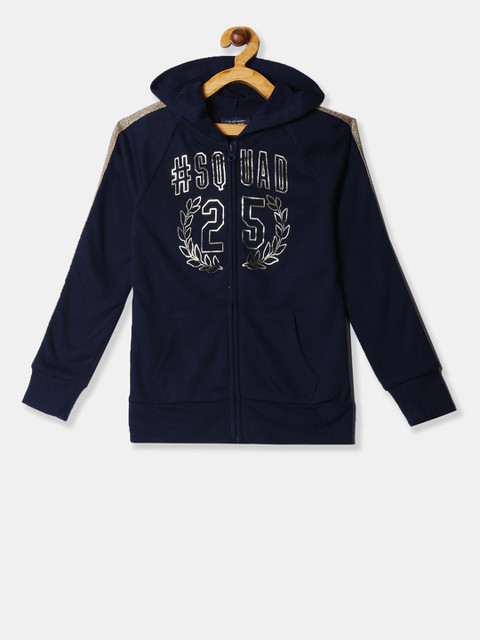 

The Childrens Place Girls Navy Blue Printed Hooded Sweatshirt