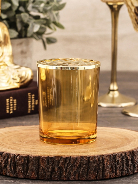 

Pure Home and Living Gold Tinted Amber Glass Candle Holder